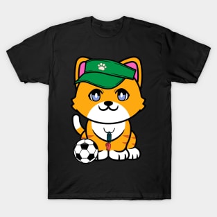 Funny orange cat is a soccer coach T-Shirt